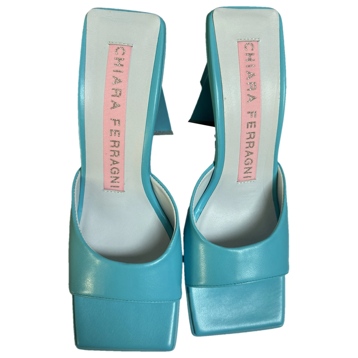 Pre-owned Chiara Ferragni Leather Heels In Turquoise
