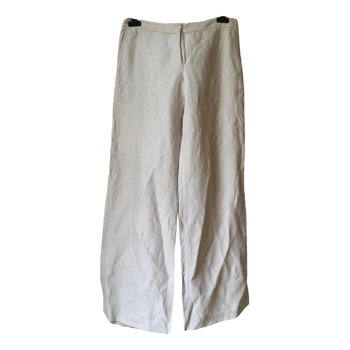 Pre-owned Max Mara Linen Large Pants In Grey