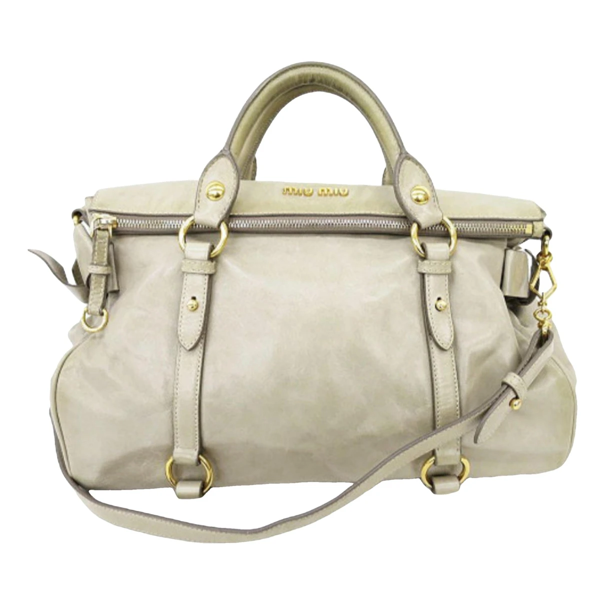 Pre-owned Miu Miu Bow Bag Leather Handbag In White