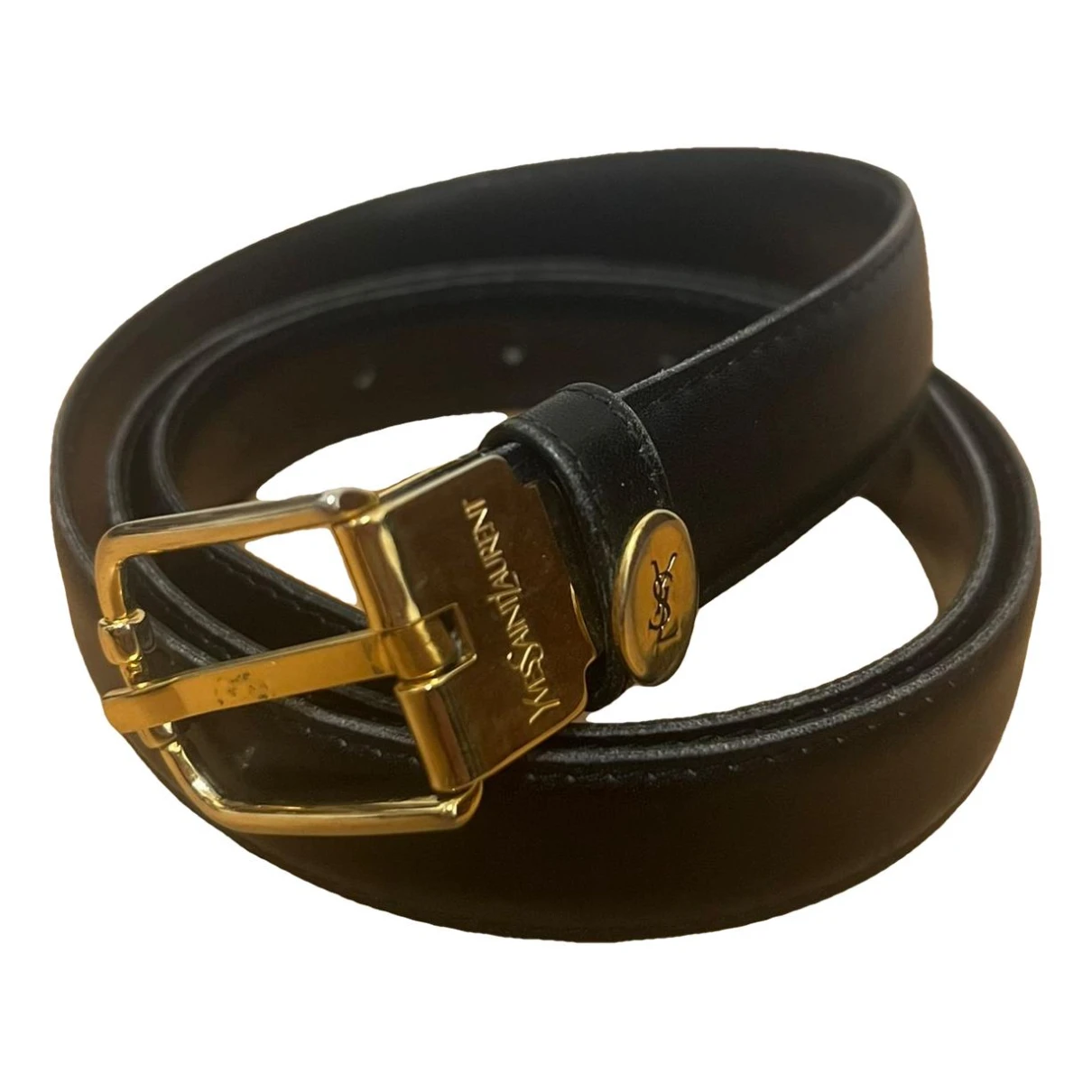 Pre-owned Saint Laurent Leather Belt In Black
