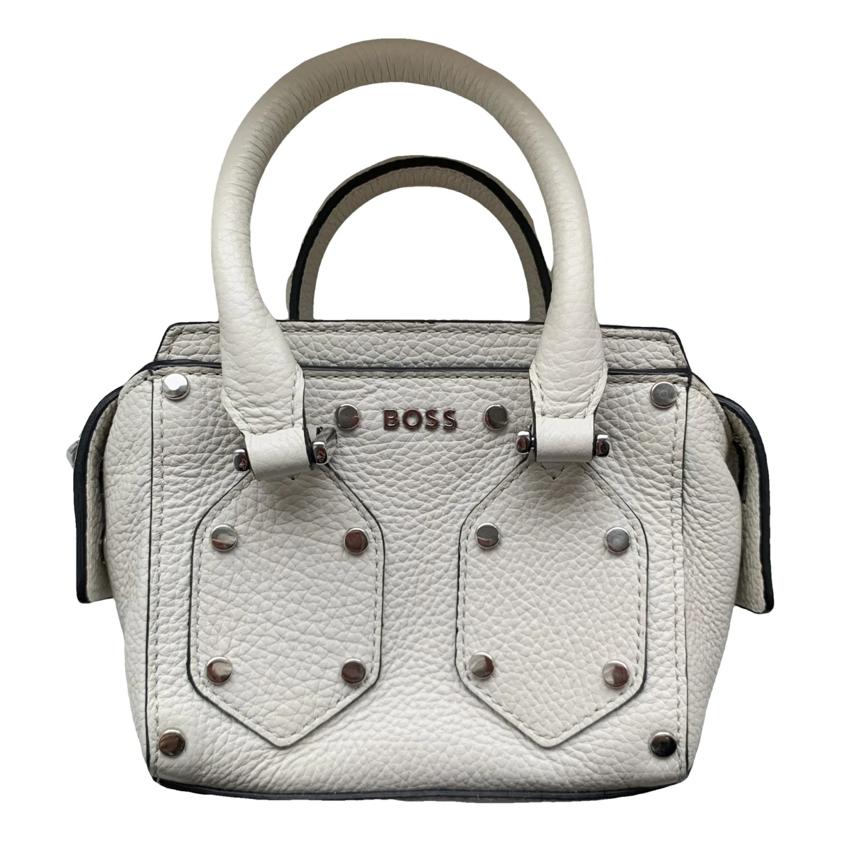 Pre-owned Hugo Boss Leather Handbag In Beige