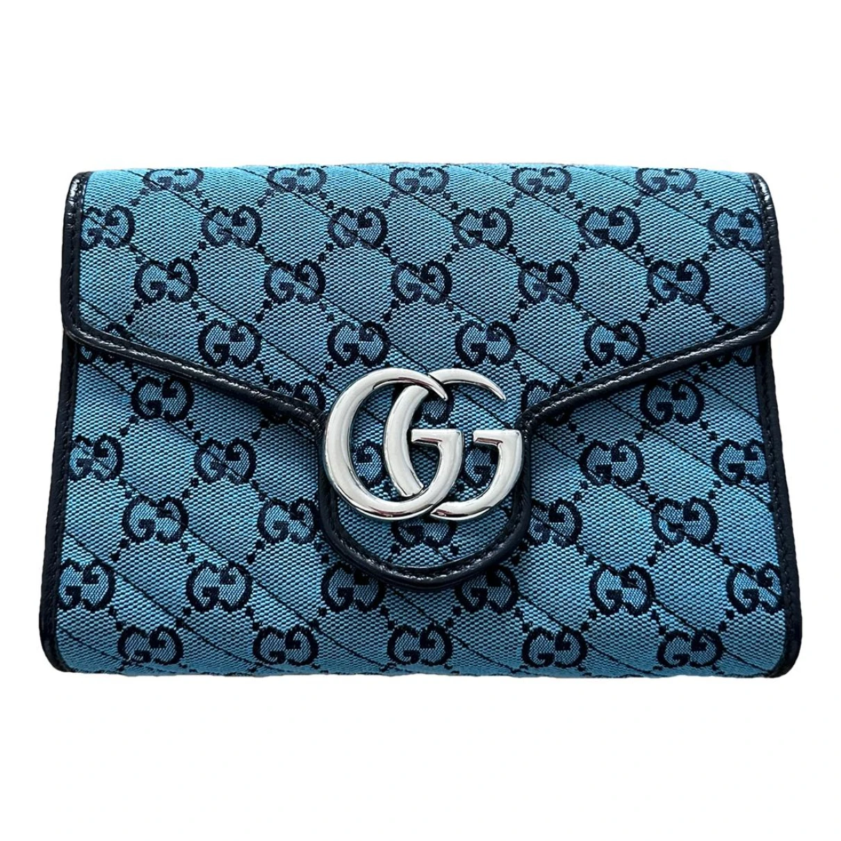 Pre-owned Gucci Marmont Clutch Bag In Blue