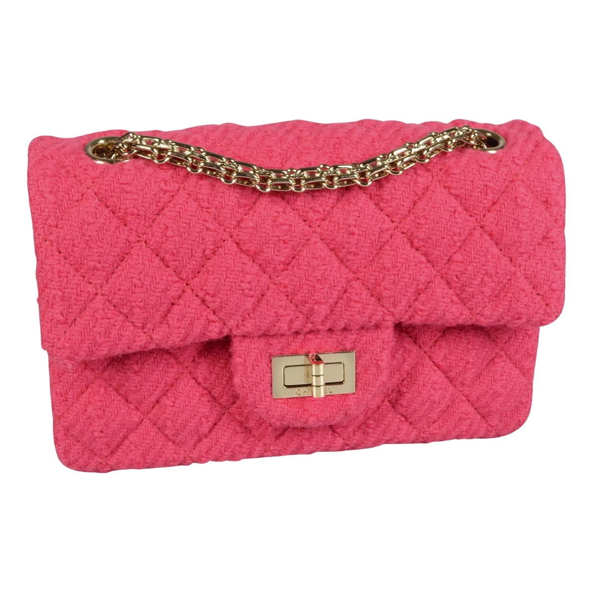 Pre-owned Chanel 2.55 Tweed Crossbody Bag In Pink