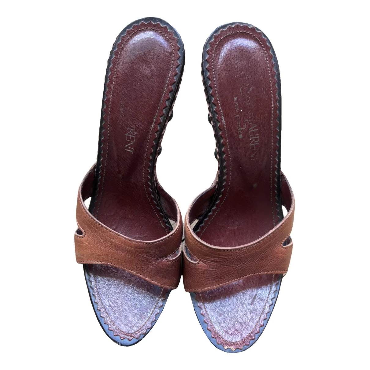 Pre-owned Saint Laurent Leather Mules & Clogs In Brown