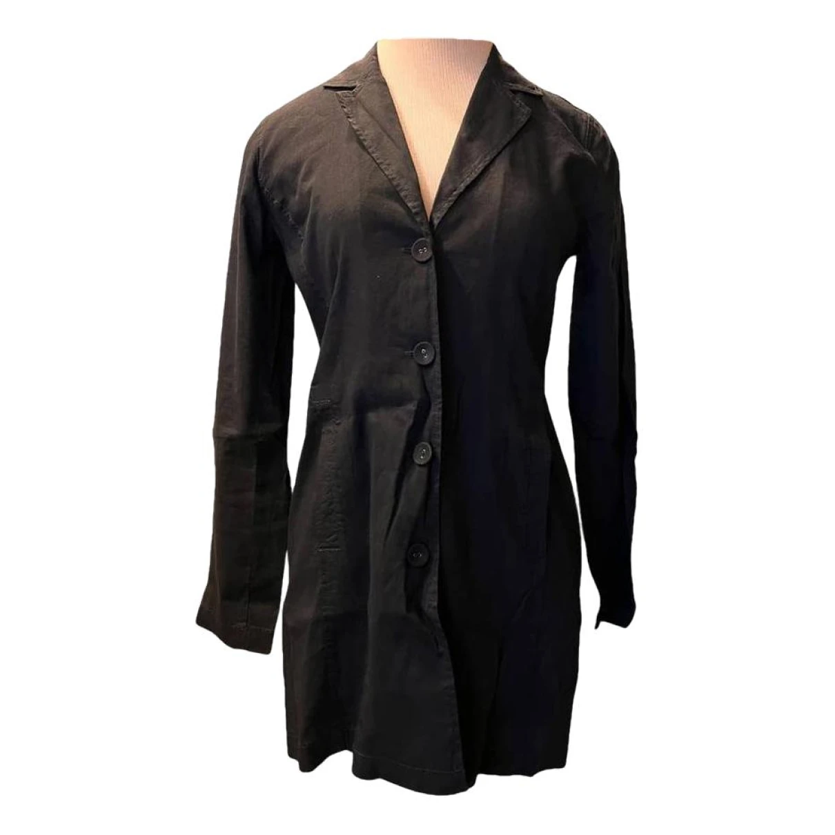 Pre-owned Eileen Fisher Linen Blazer In Black