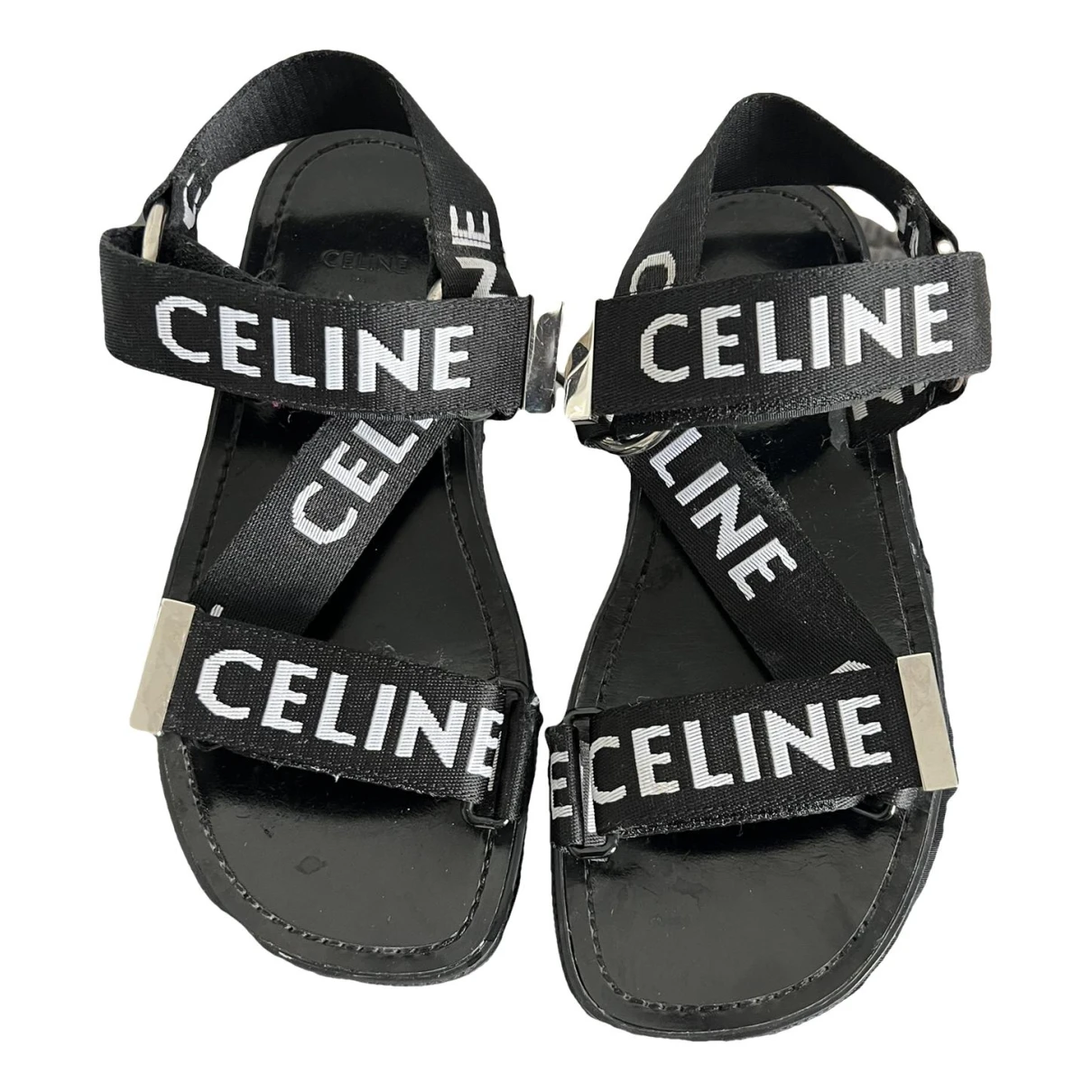 Pre-owned Celine Leo Cloth Sandal In Black