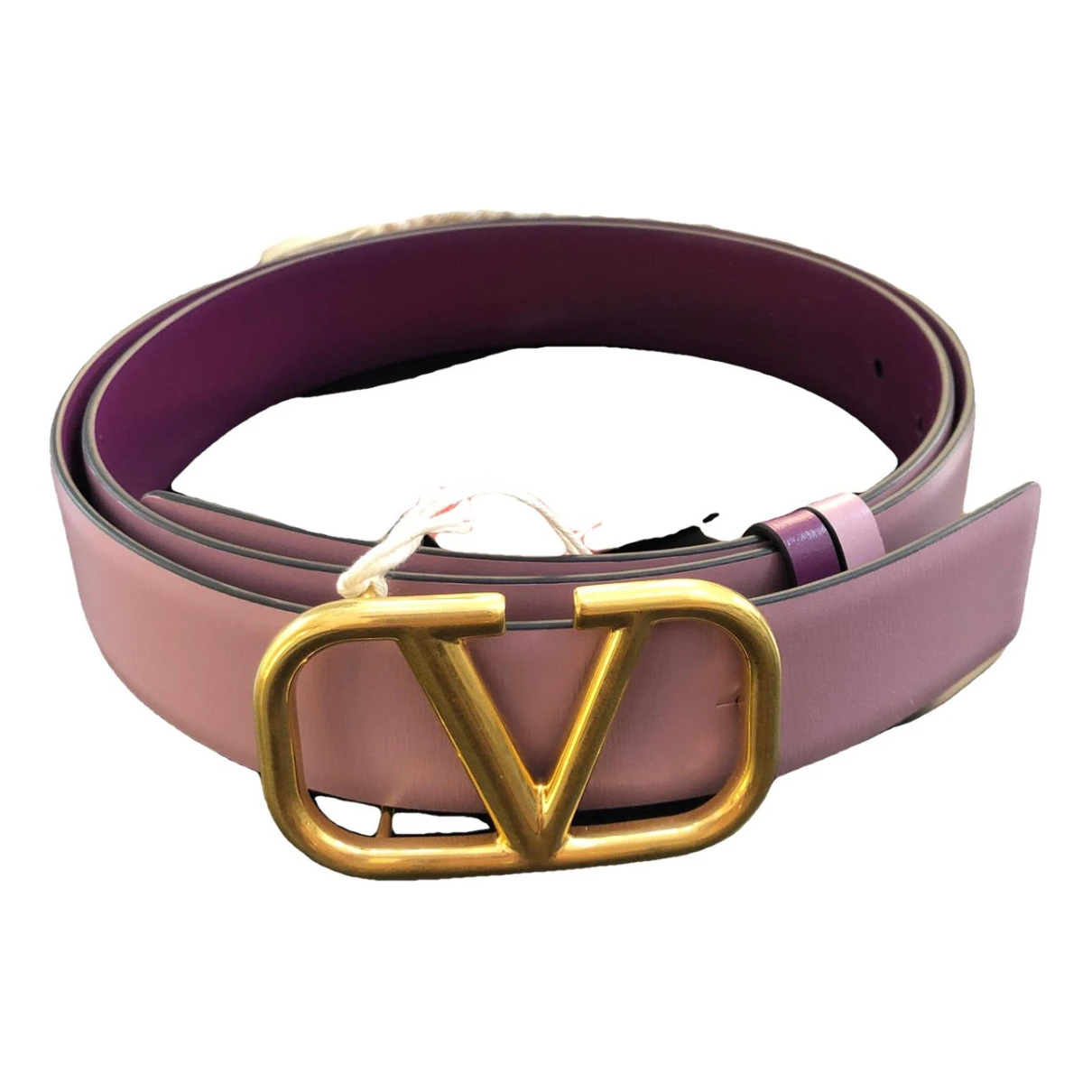 Pre-owned Valentino Garavani Vlogo Leather Belt In Purple