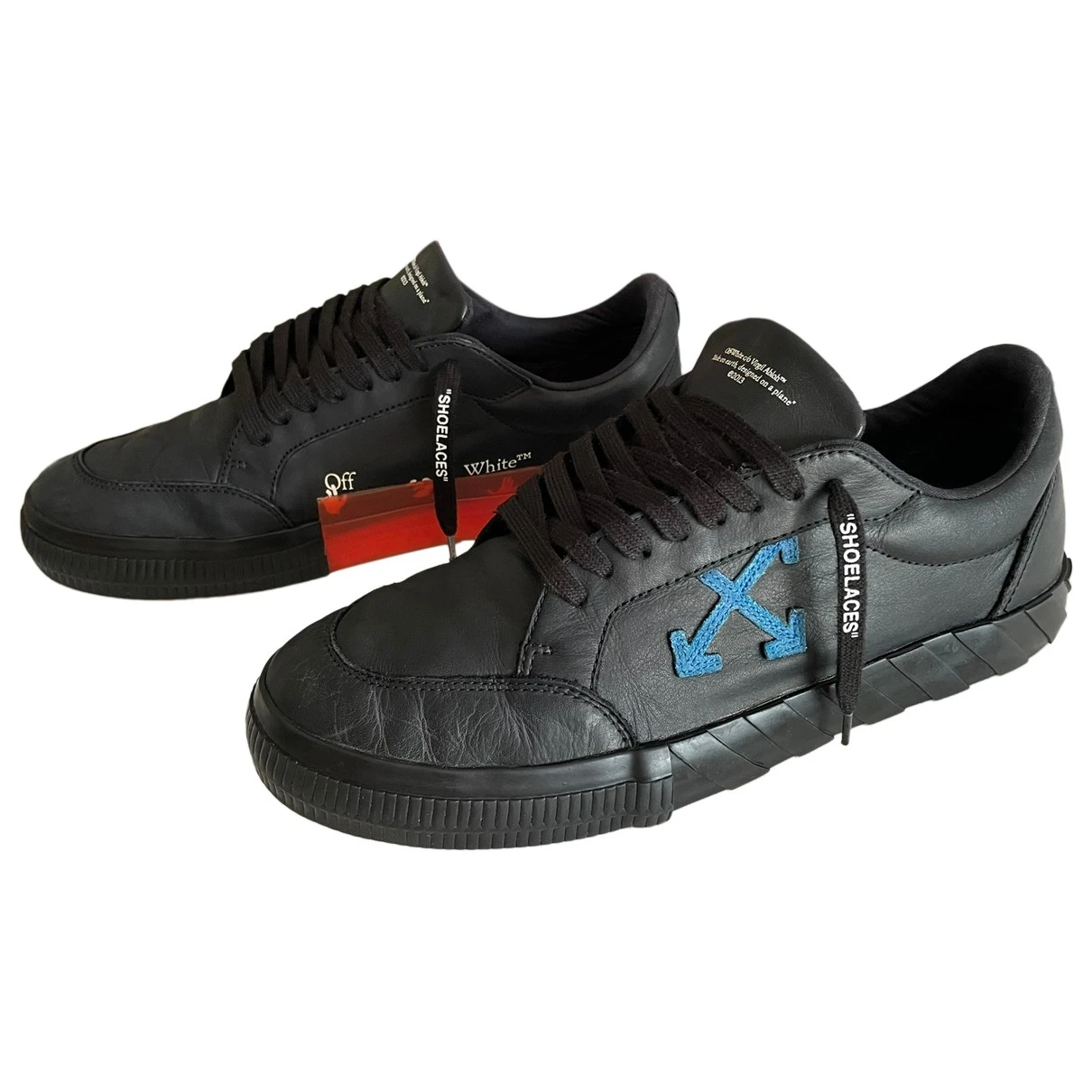 Pre-owned Off-white Vulcalized Leather Low Trainers In Black