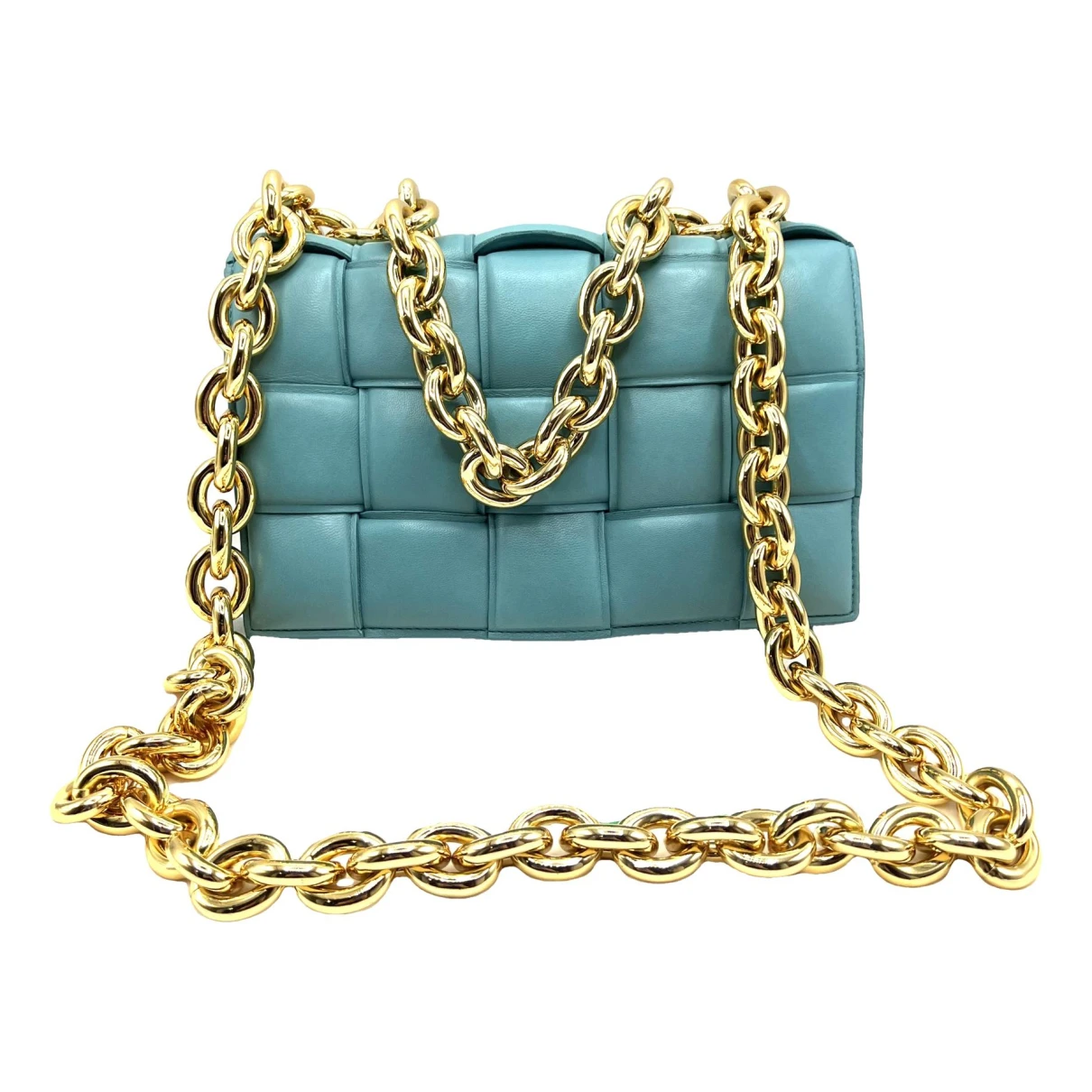 Pre-owned Bottega Veneta Chain Cassette Leather Crossbody Bag In Blue
