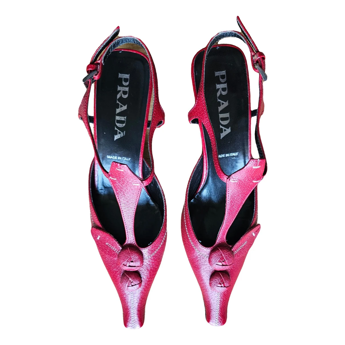 Pre-owned Prada Leather Sandals In Red