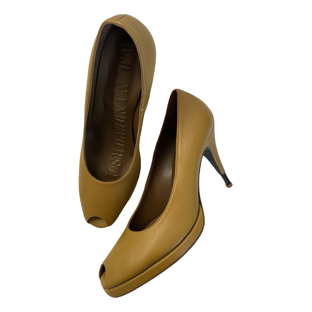 Pre-owned A.f.vandevorst Leather Heels In Gold