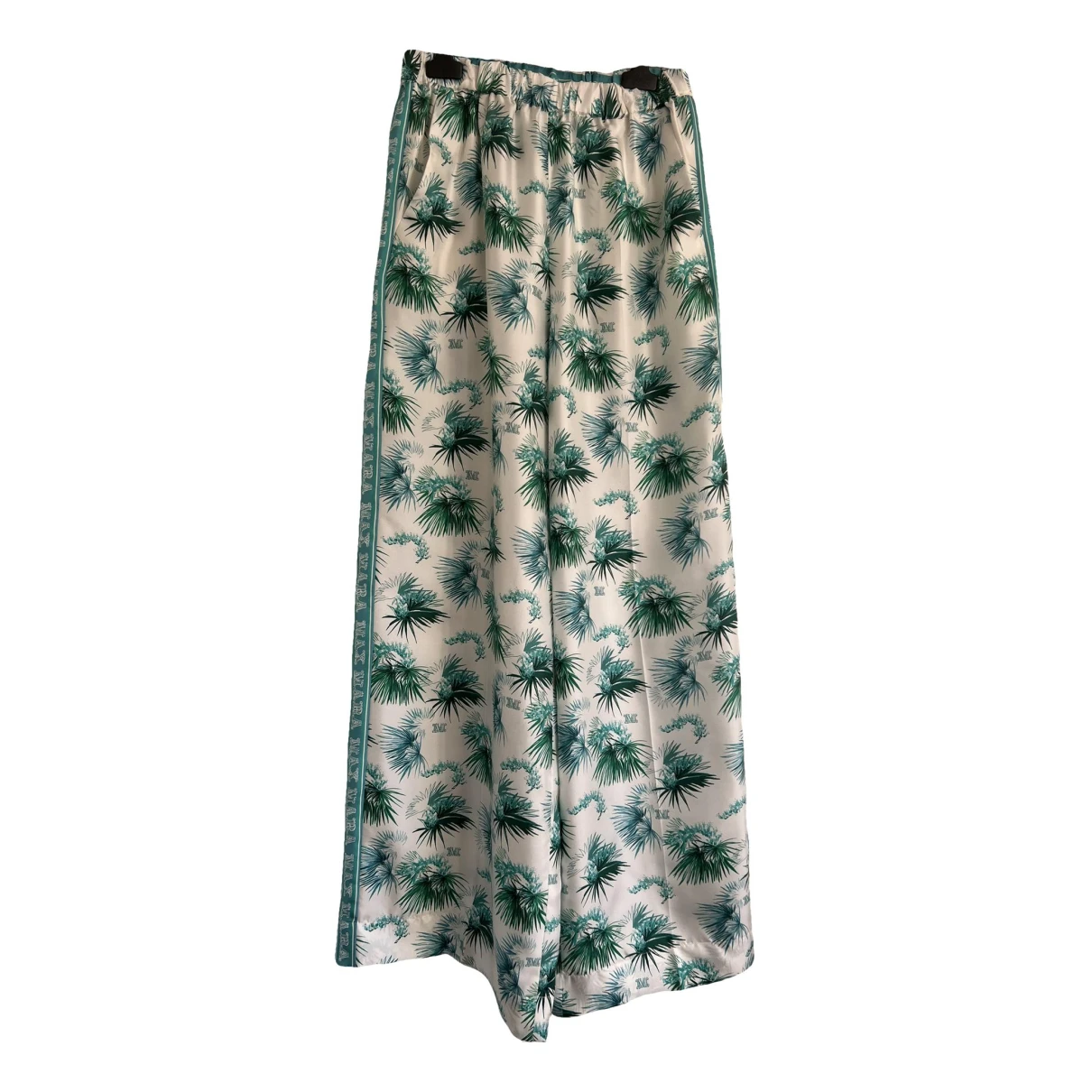 Pre-owned Max Mara Silk Large Pants In White