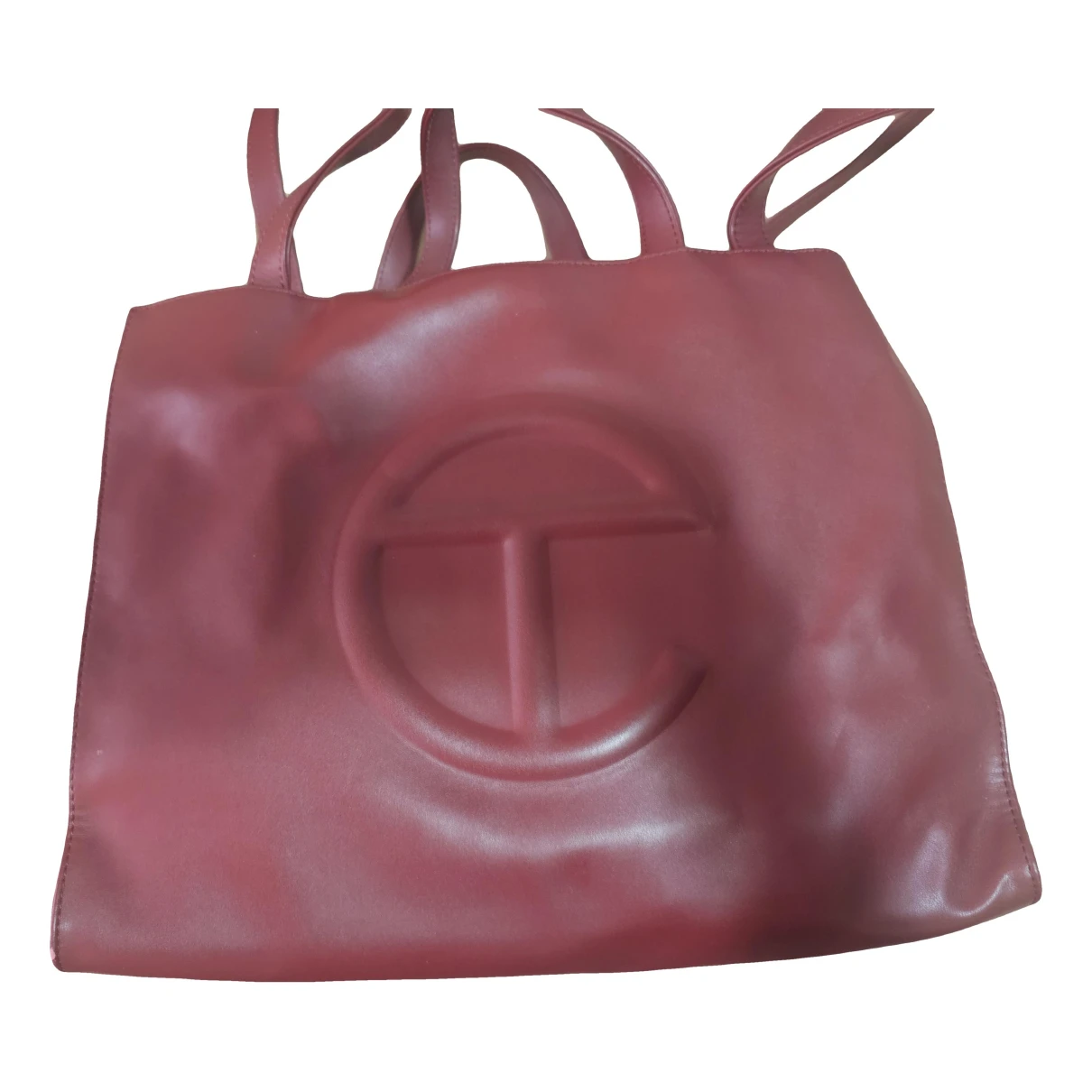 Pre-owned Telfar Medium Shopping Bag Vegan Leather Handbag In Red