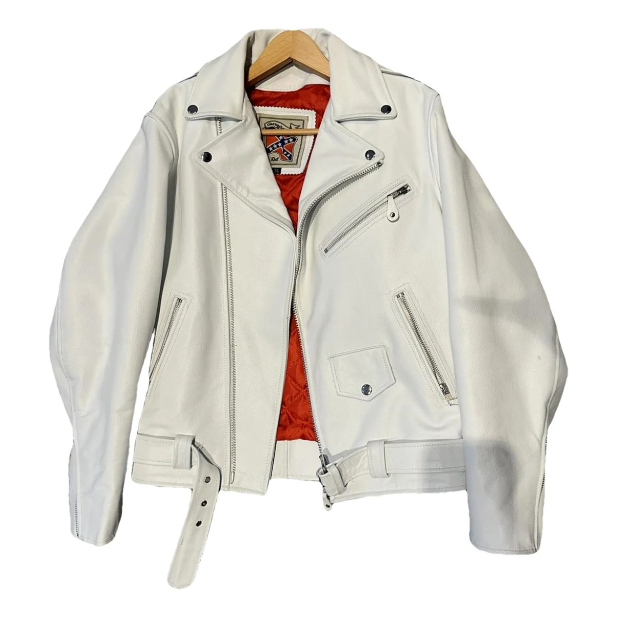 Pre-owned 6397 Leather Jacket In White