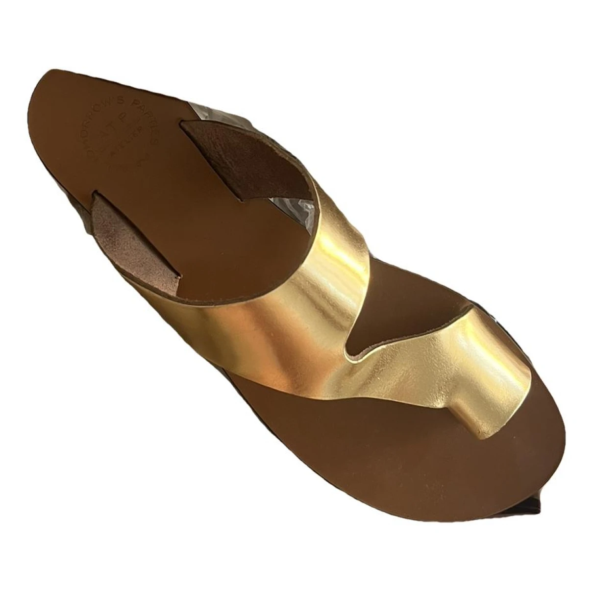 Pre-owned Atp Atelier Leather Flip Flops In Gold