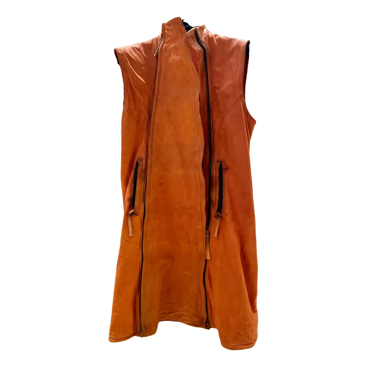 Pre-owned Boris Bidjan Saberi Leather Coat In Orange