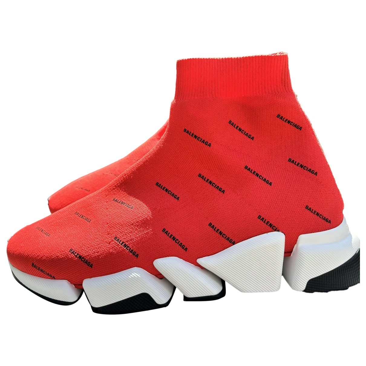 Pre-owned Balenciaga Speed High Trainers In Red