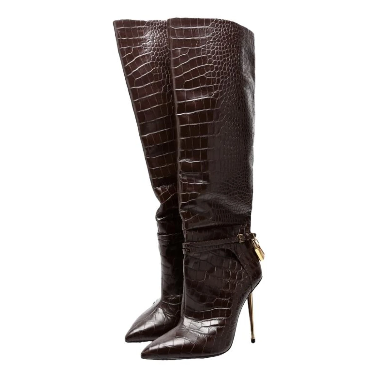 Pre-owned Tom Ford Leather Boots In Brown