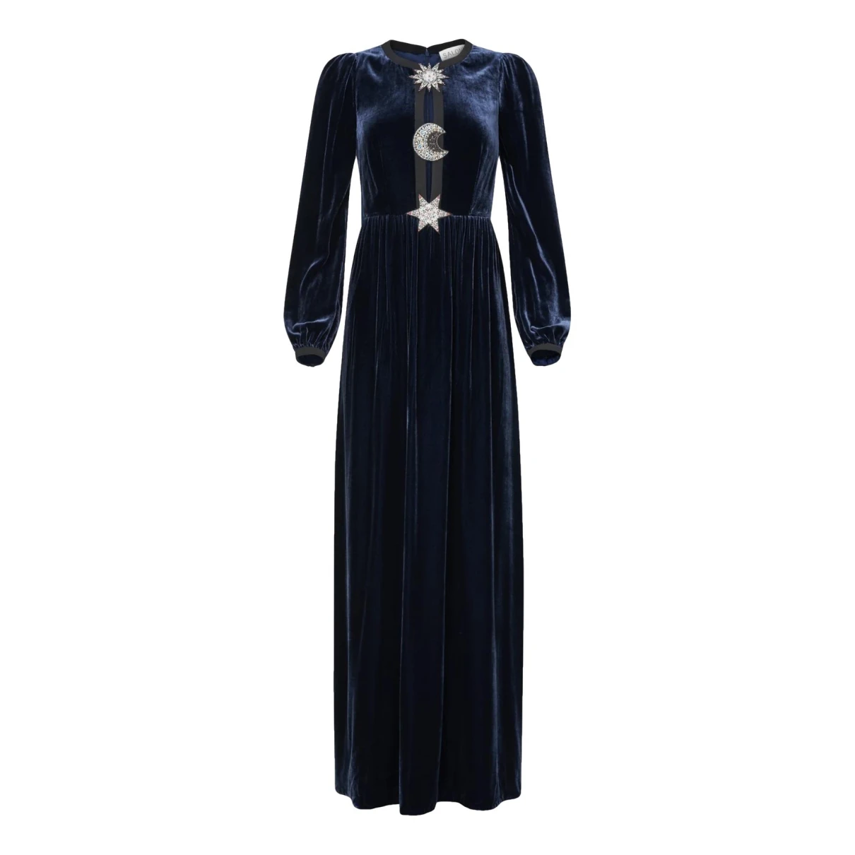 Pre-owned Saloni Velvet Maxi Dress In Blue