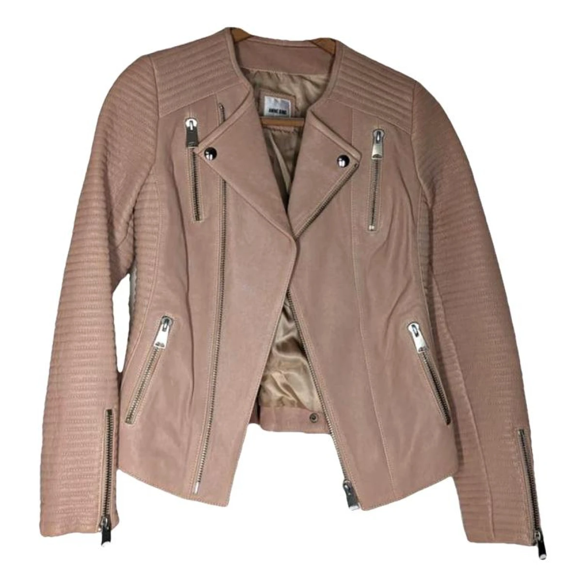 Pre-owned Anine Bing Leather Jacket In Pink