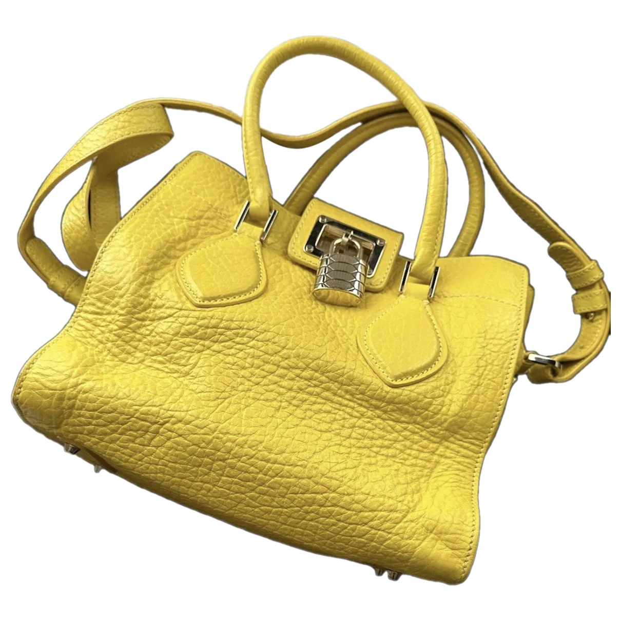 Pre-owned Roberto Cavalli Leather Handbag In Yellow