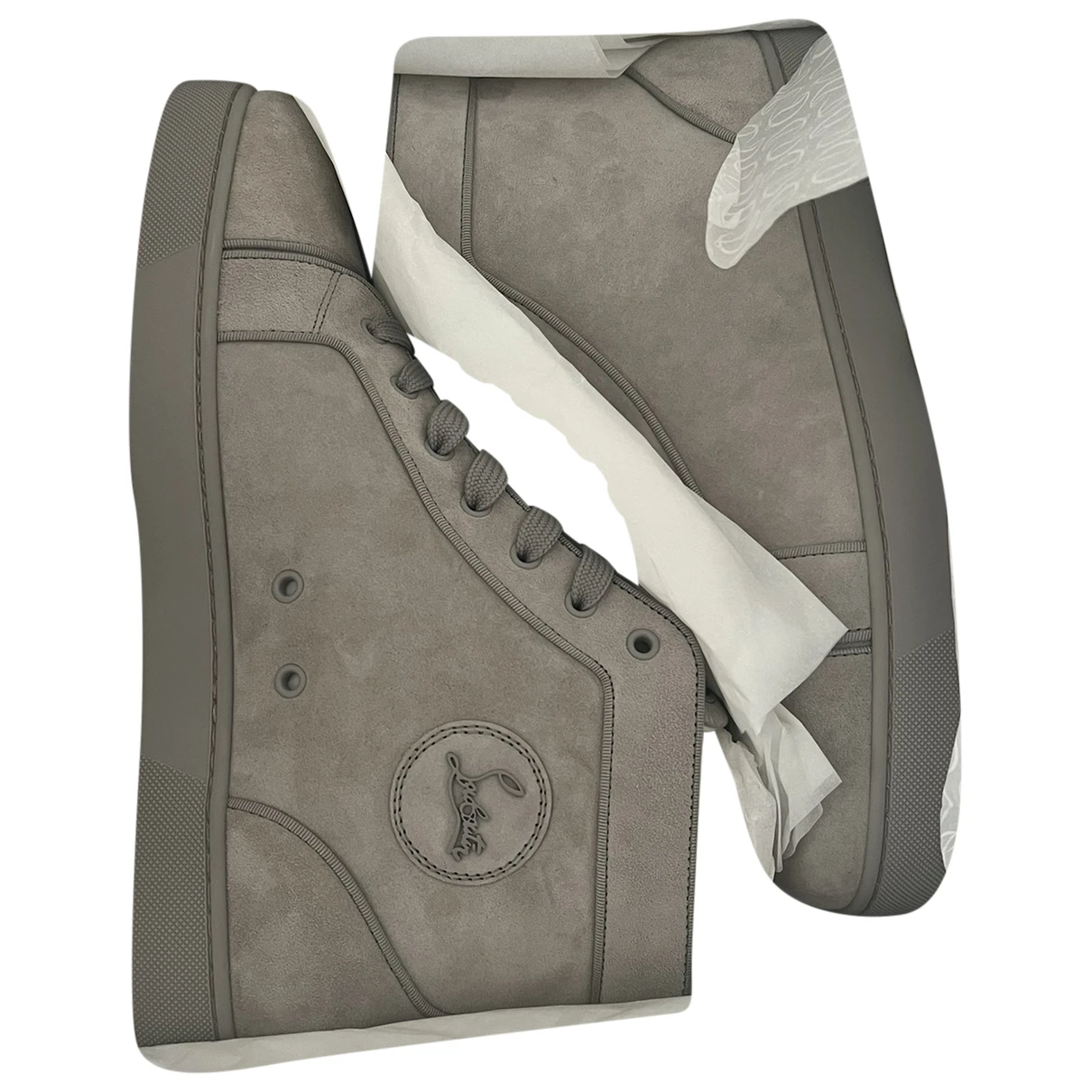 Pre-owned Christian Louboutin Louis High Trainers In Grey