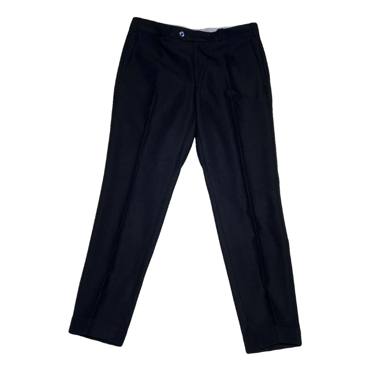 Pre-owned Massimo Dutti Wool Trousers In Navy