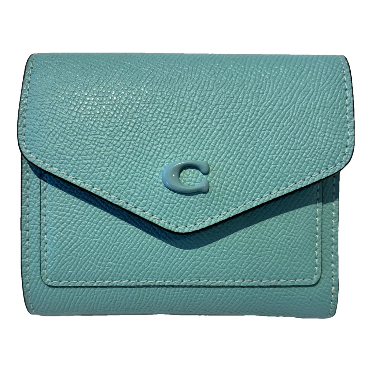 Pre-owned Coach Leather Wallet In Turquoise
