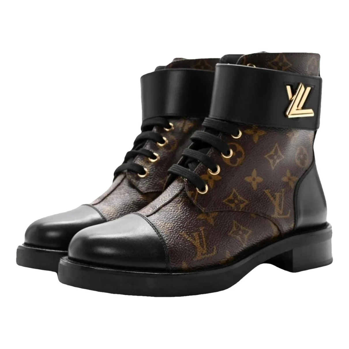 Pre-owned Louis Vuitton Leather Lace Up Boots In Brown