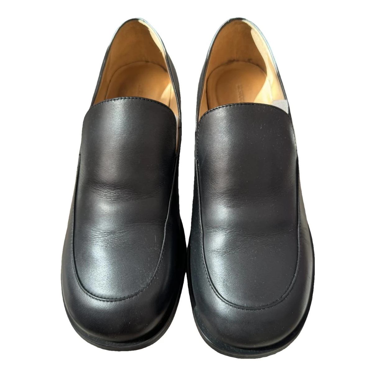 Pre-owned 12 Storeez Leather Flats In Black
