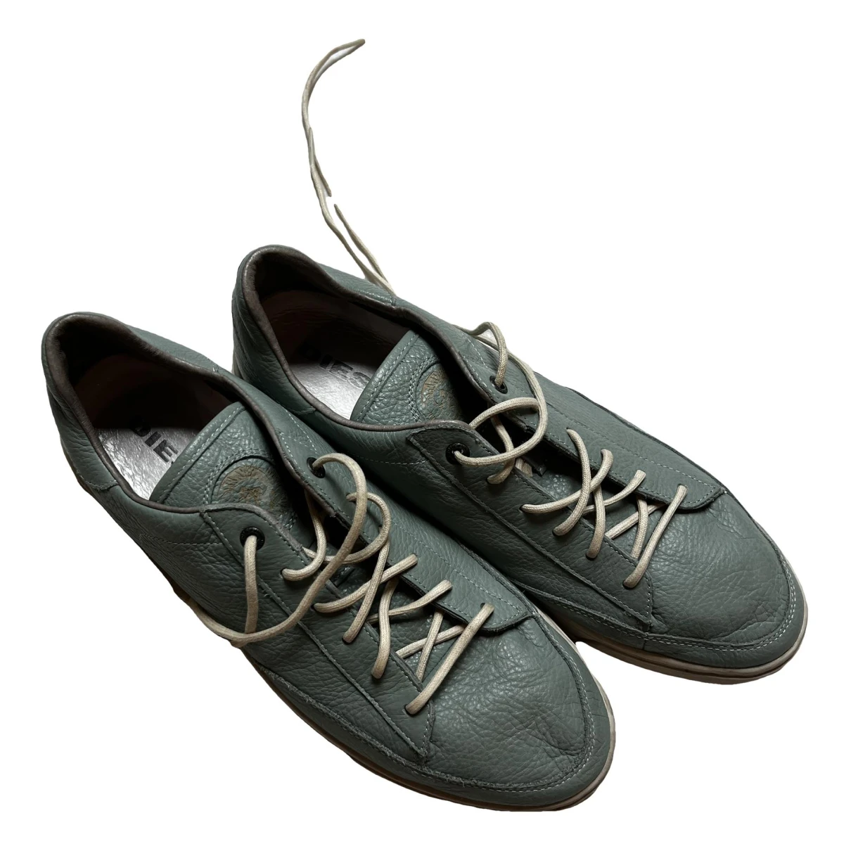 Pre-owned Diesel Leather Low Trainers In Turquoise