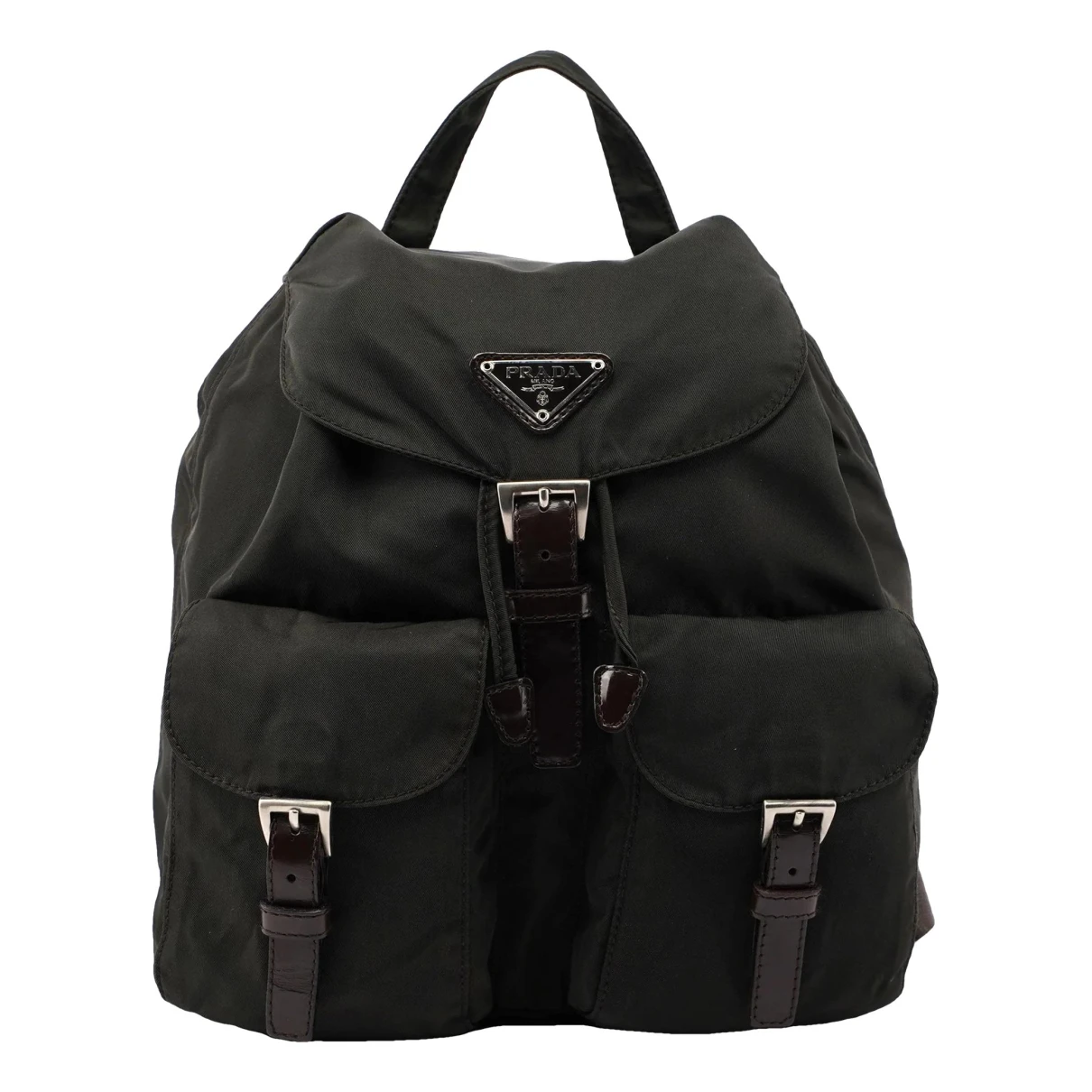 Pre-owned Prada Re-nylon Leather Backpack In Green