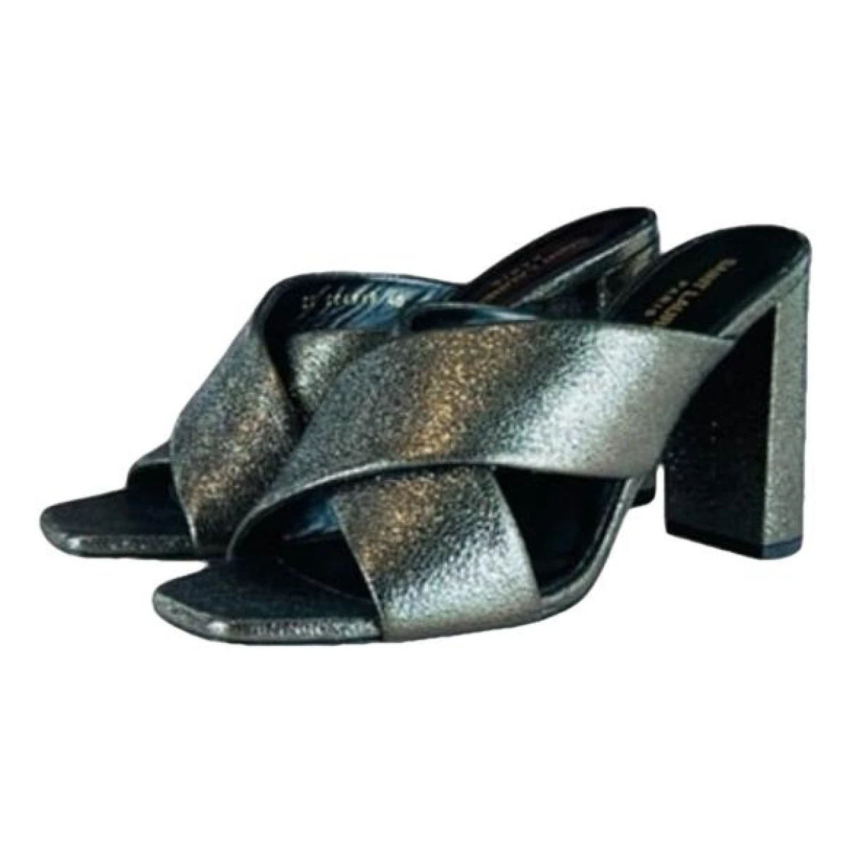 Pre-owned Saint Laurent Loulou Leather Sandal In Metallic