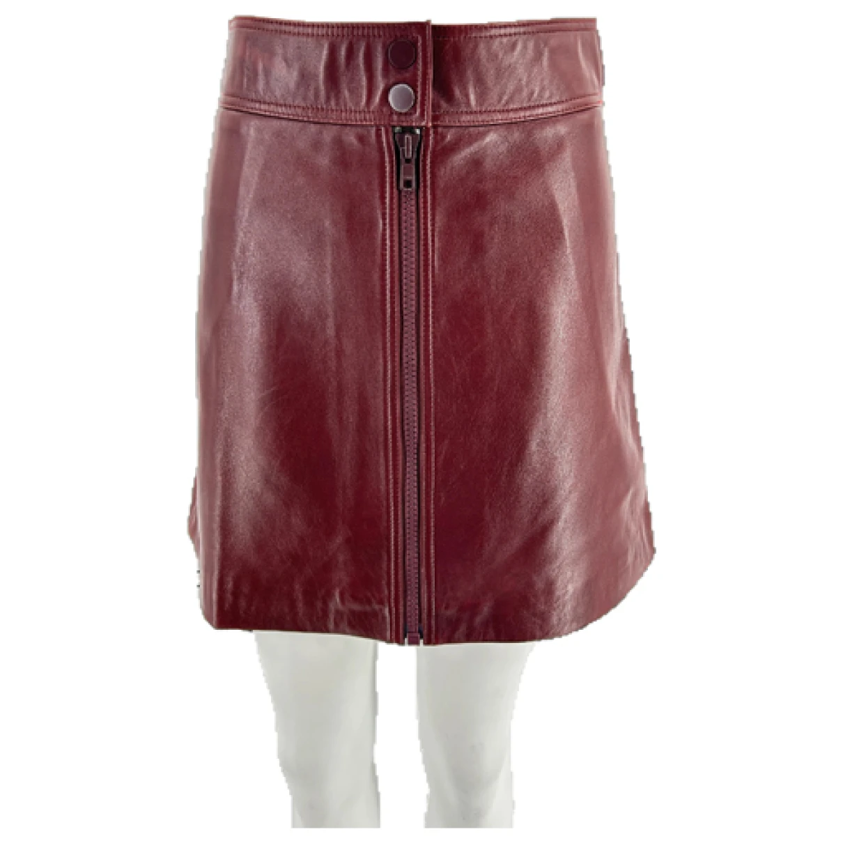 Pre-owned Claudie Pierlot Leather Mini Skirt In Burgundy