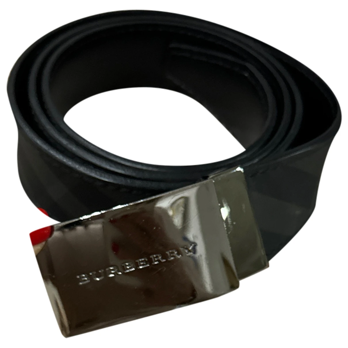Pre-owned Burberry Vinyl Belt In Black