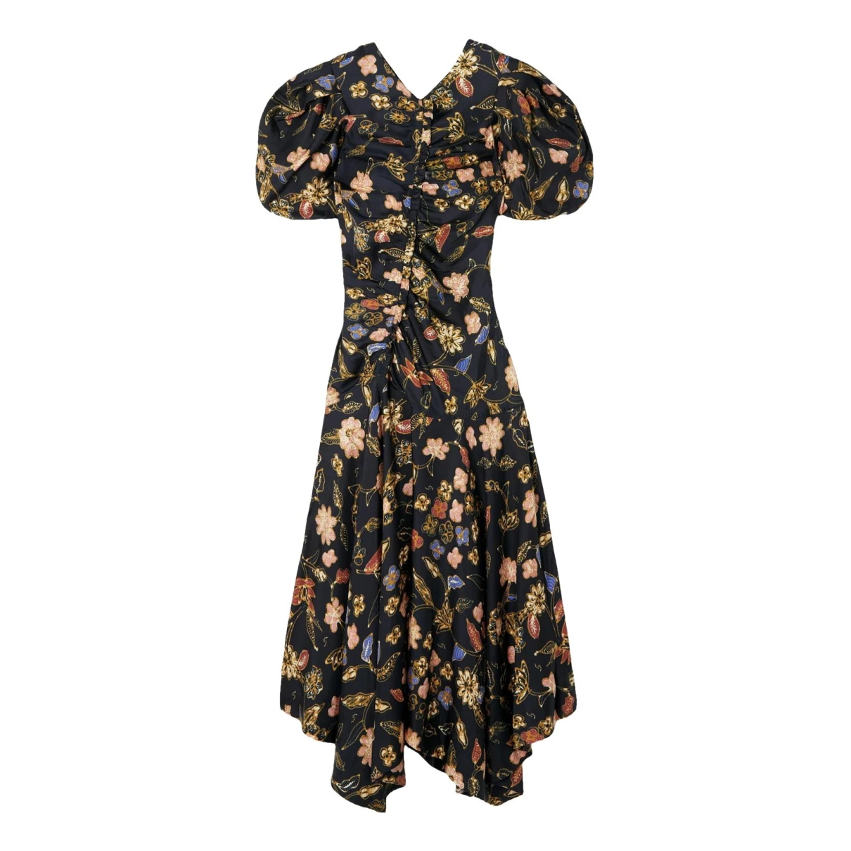 Pre-owned Ulla Johnson Silk Mid-length Dress In Navy