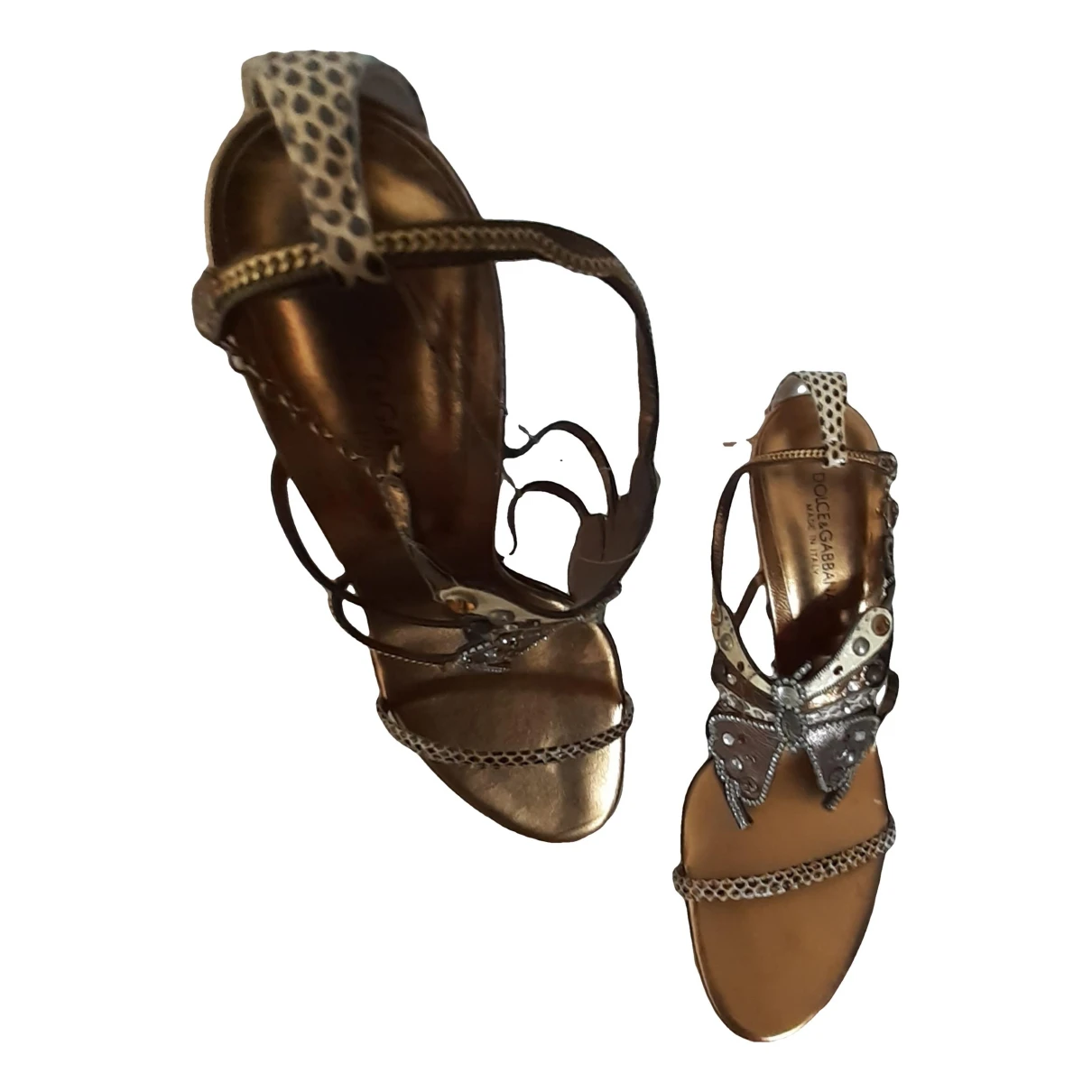 Pre-owned Dolce & Gabbana Leather Sandals In Gold