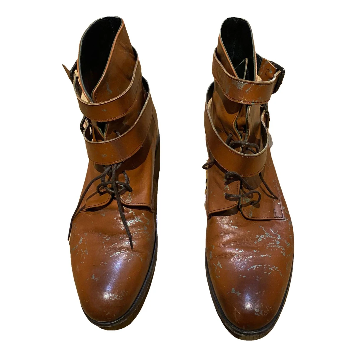 Pre-owned Santoni Leather Boots In Camel