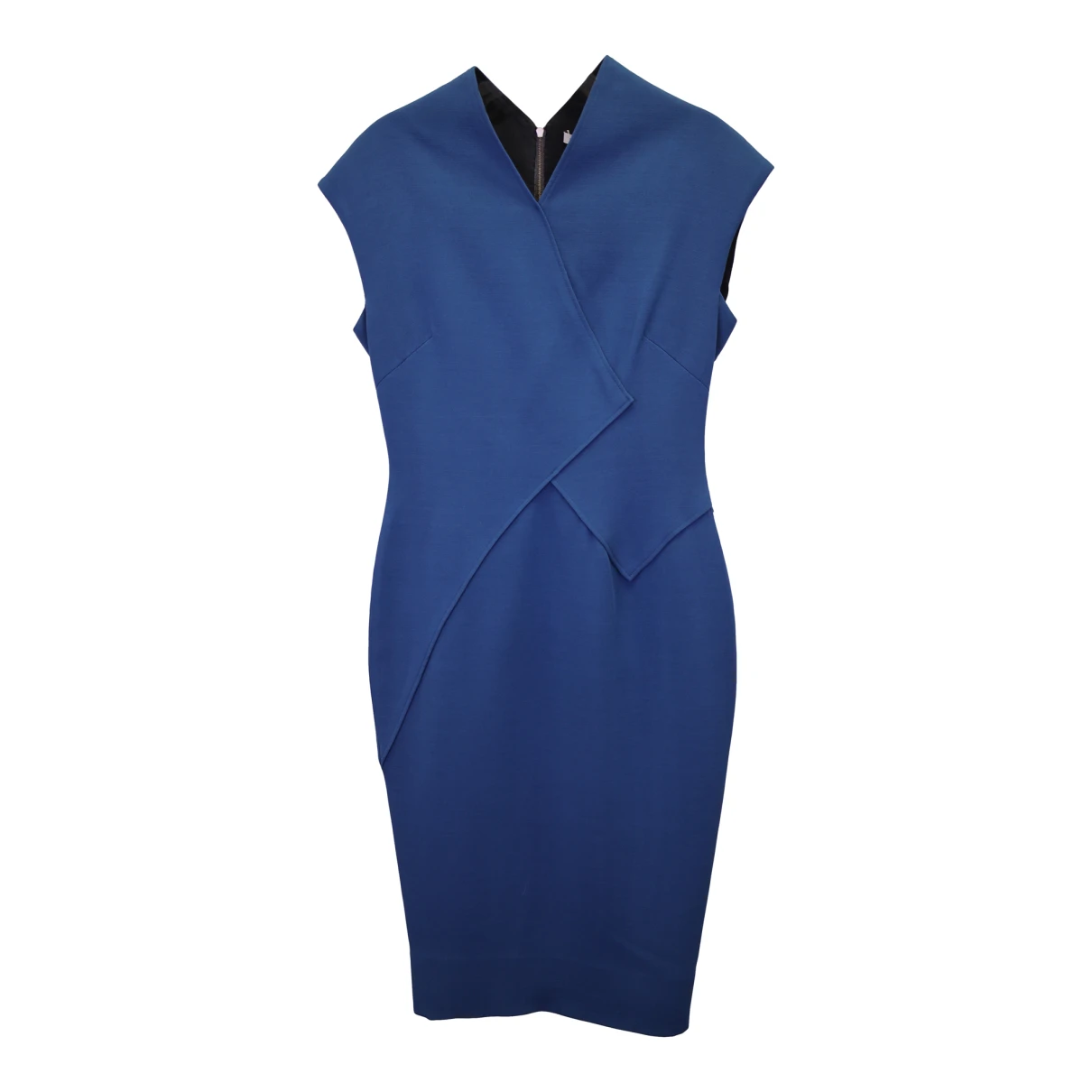 Pre-owned Victoria Beckham Wool Mid-length Dress In Blue