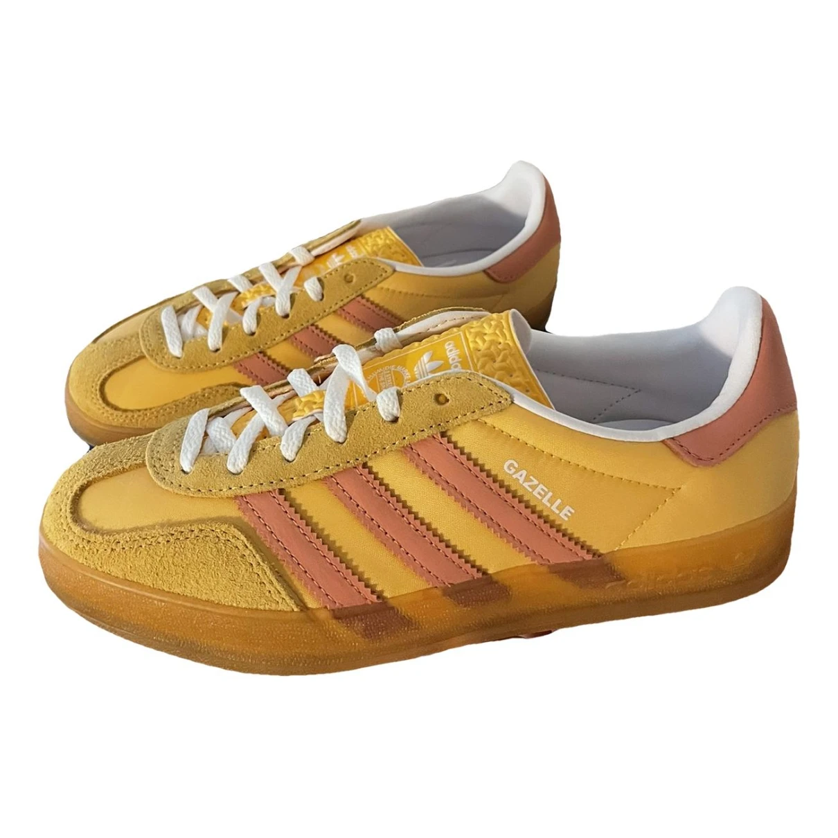 Pre-owned Adidas Originals Gazelle Leather Trainers In Yellow