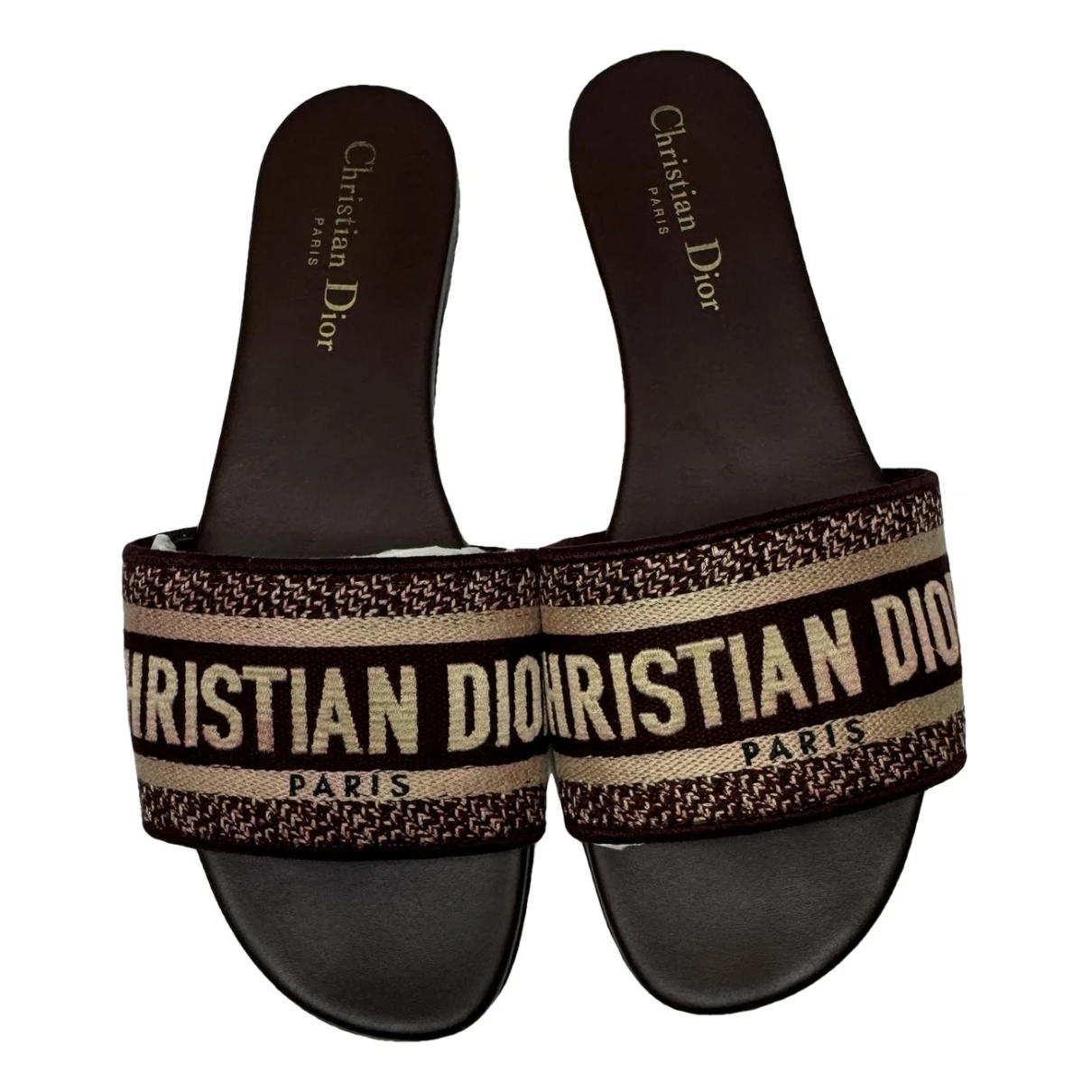 Pre-owned Dior Leather Sandal In Burgundy