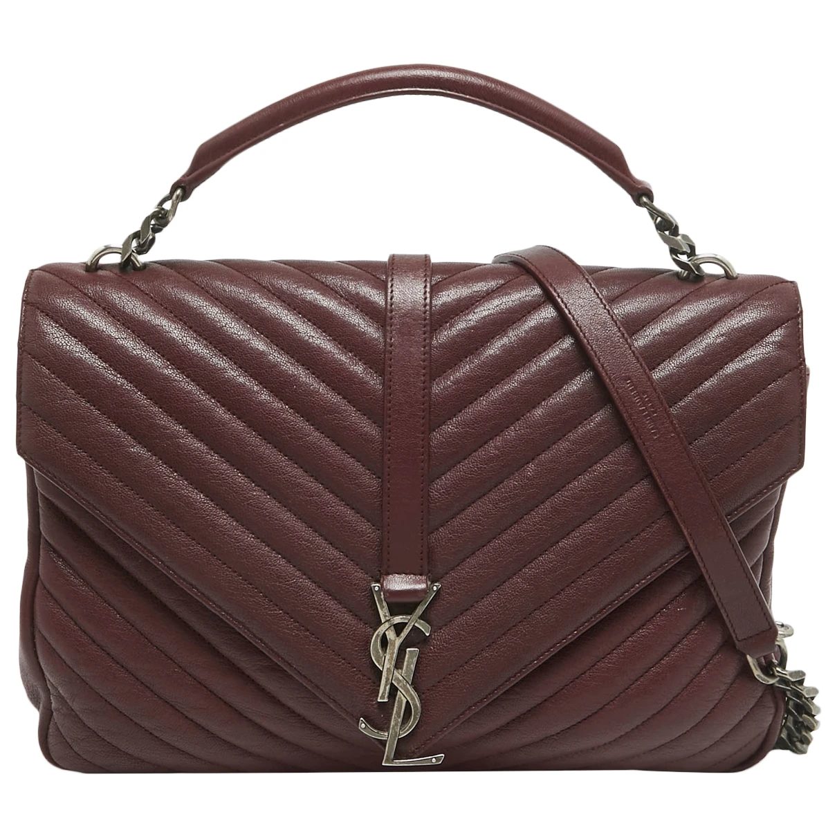 Pre-owned Saint Laurent Leather Bag In Burgundy