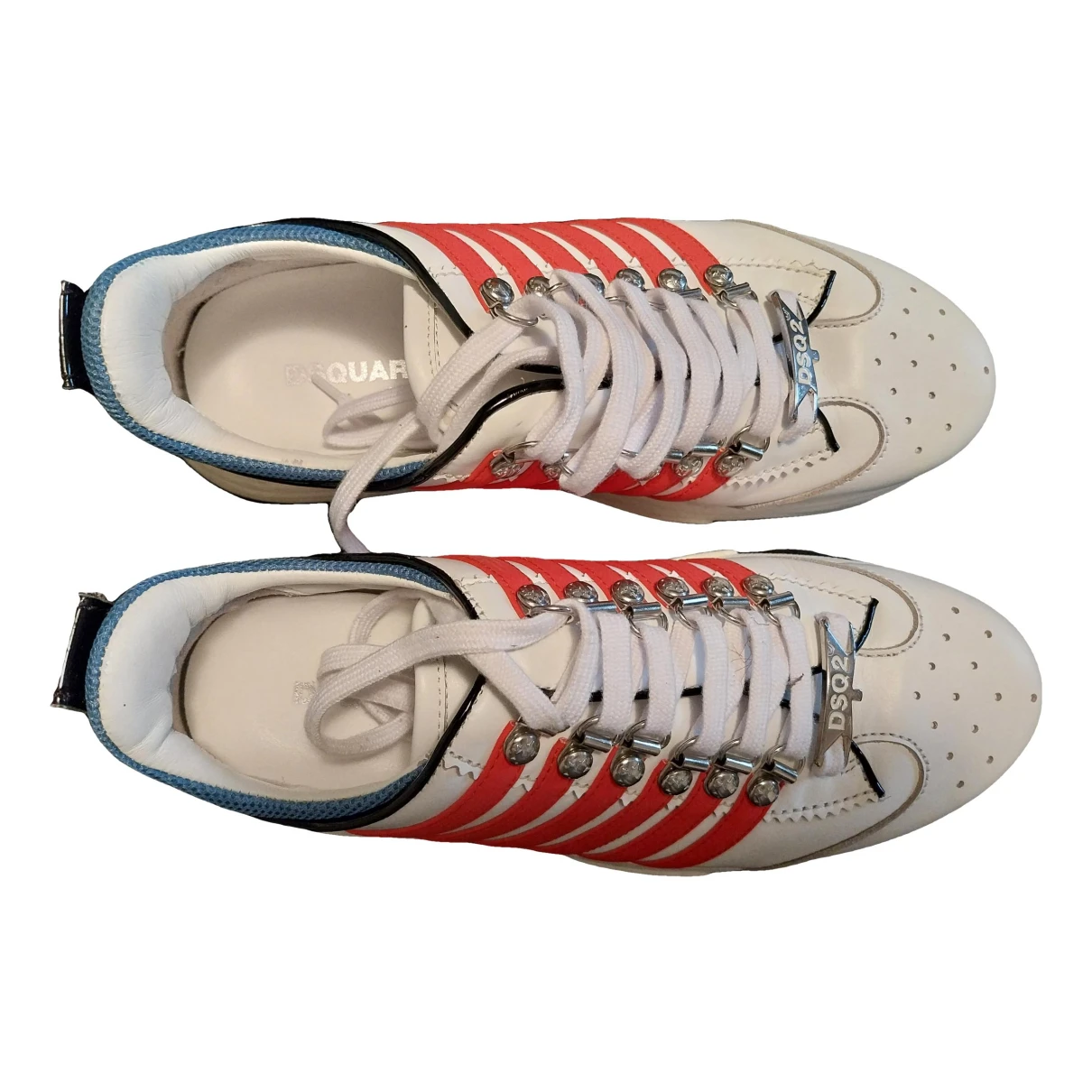 Pre-owned Dsquared2 251 Leather High Trainers In White