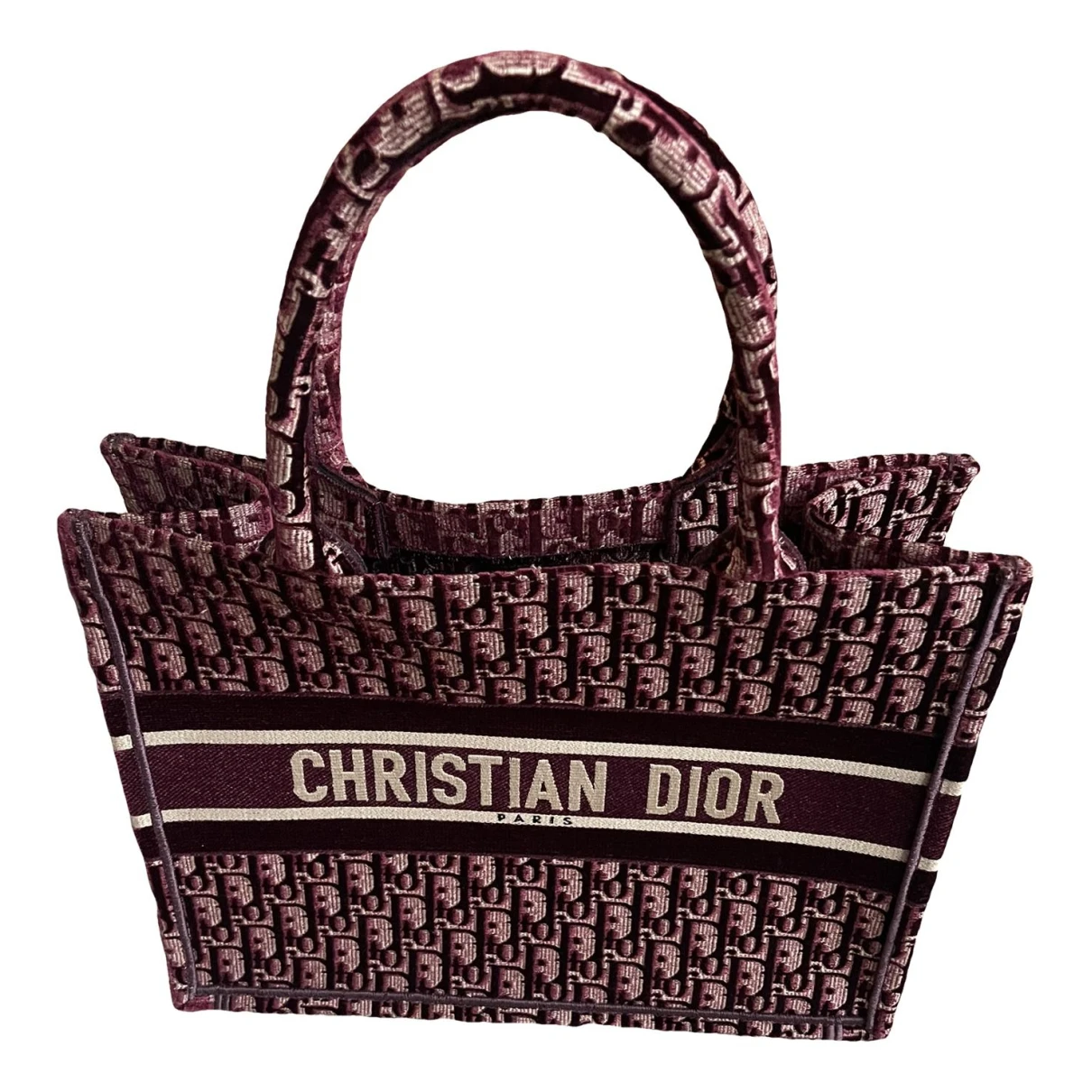 Pre-owned Dior Linen Tote In Burgundy