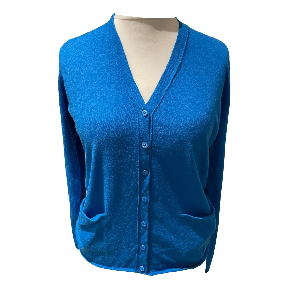 Pre-owned Marc Cain Wool Cardigan In Turquoise