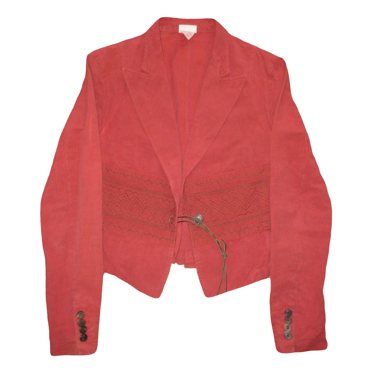 Pre-owned Dries Van Noten Linen Jacket In Burgundy