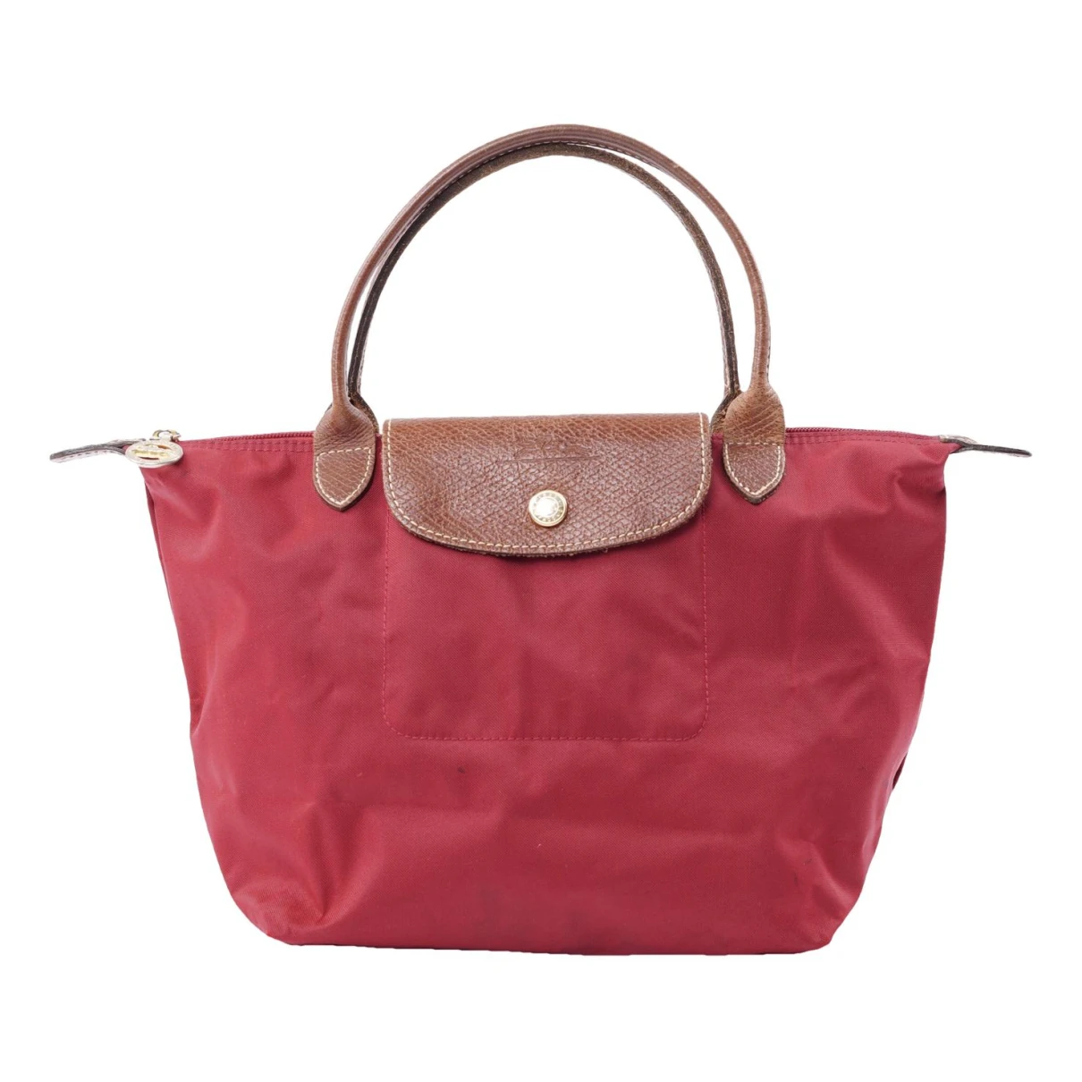Pre-owned Longchamp Pliage Cloth Handbag In Red