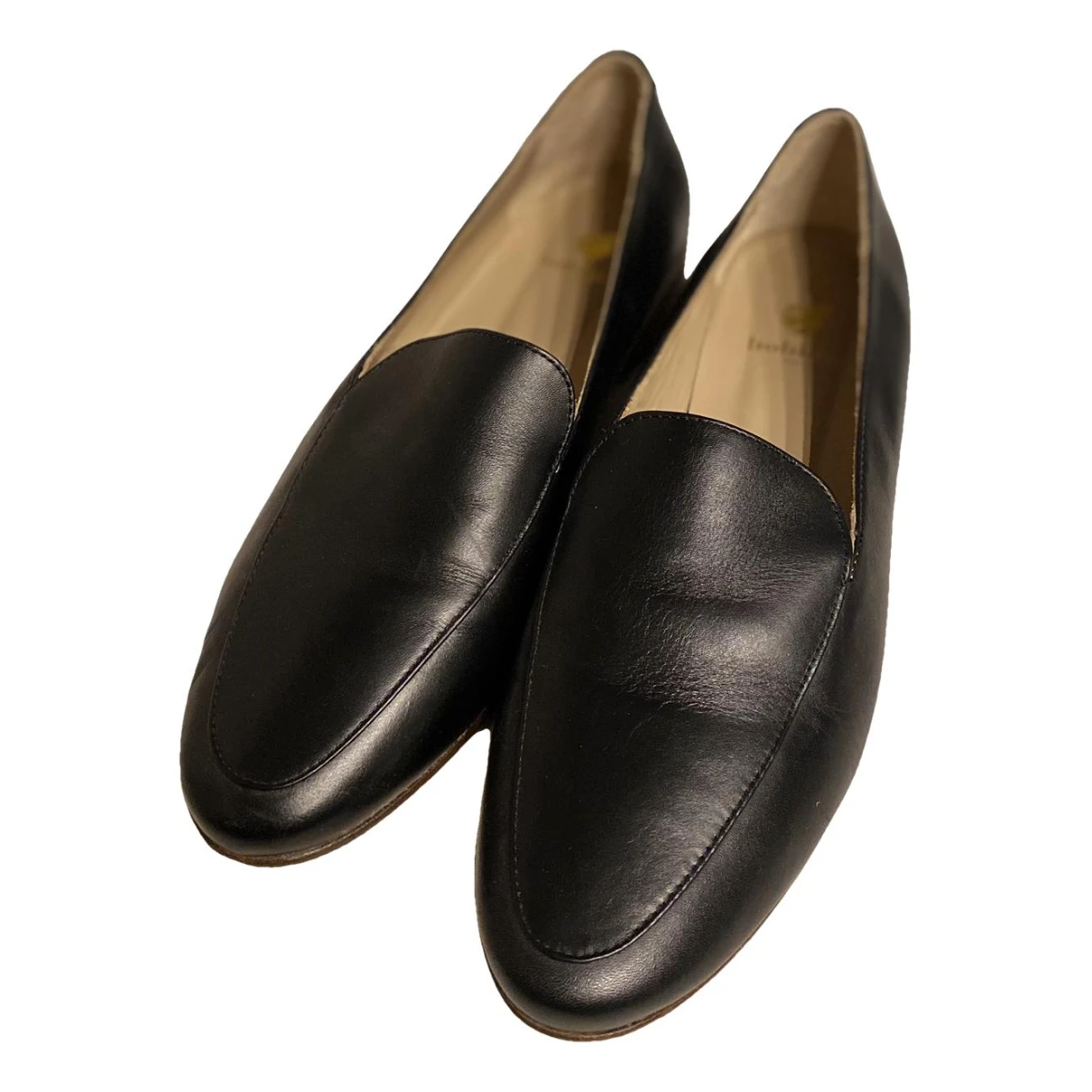 Pre-owned Bobbies Leather Flats In Black