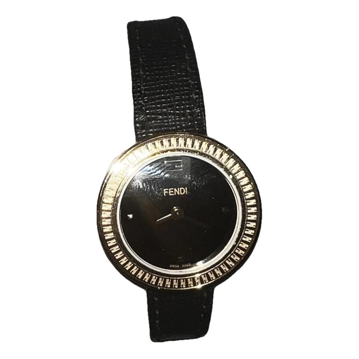 Pre-owned Fendi Pink Gold Watch In Black