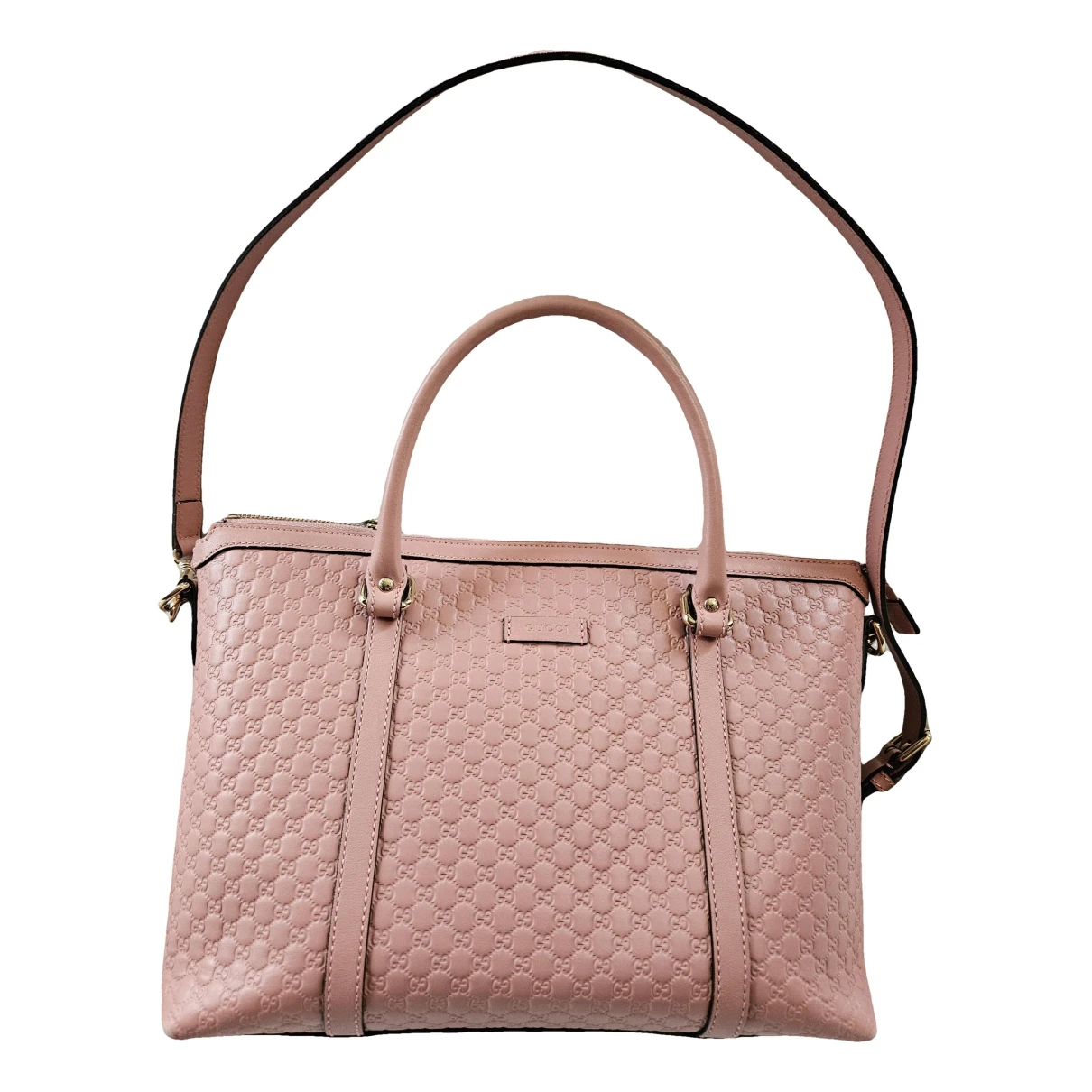 Pre-owned Gucci Dôme Leather Tote In Pink